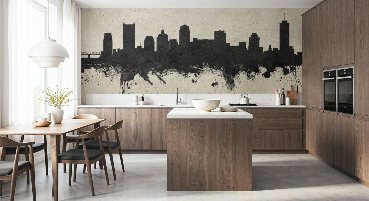 Nashville Tennessee Skyline Concrete Mural Wallpaper - room preview 04