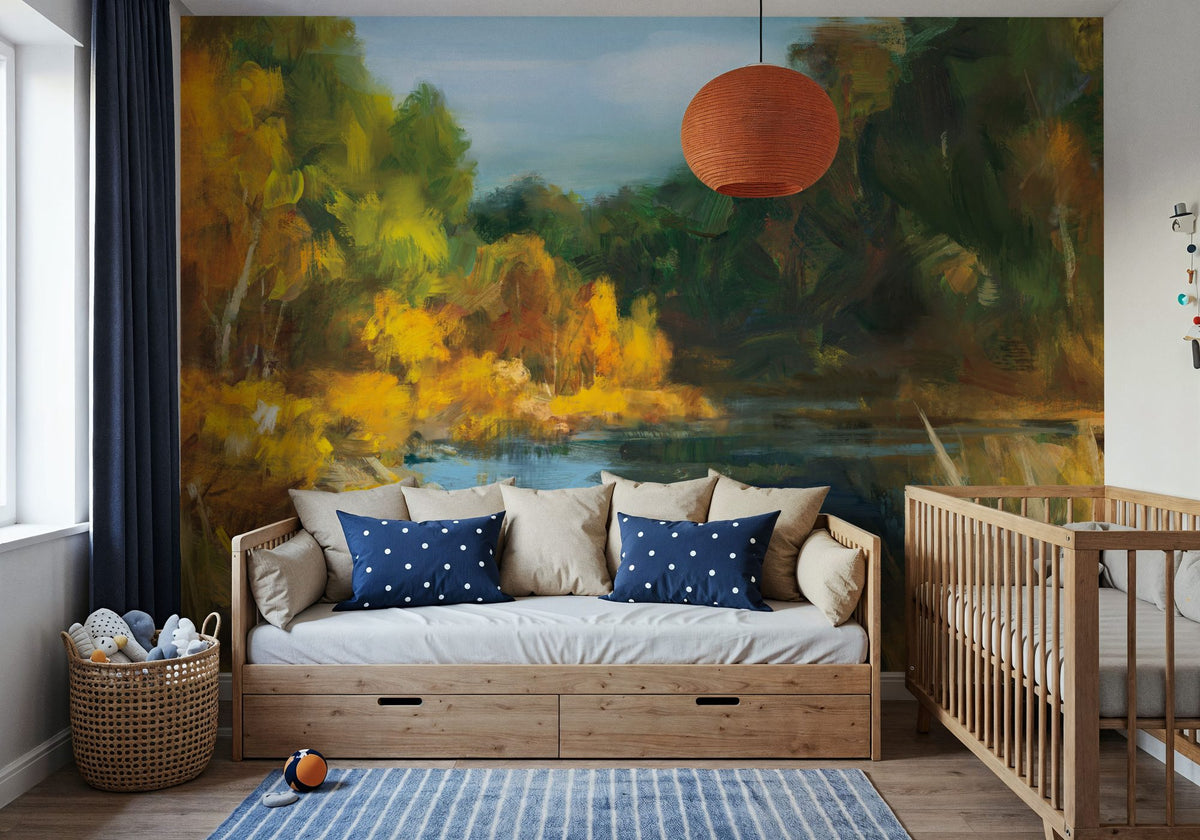 Autumn River Mural Wallpaper - room preview 04