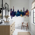Kathmandu Nepal Skyline Blue & Bronze Mural Wallpaper - room preview 04
