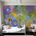 Happy Oil Painted Flowers, Blue & Purple Mural Wallpaper - room preview 04