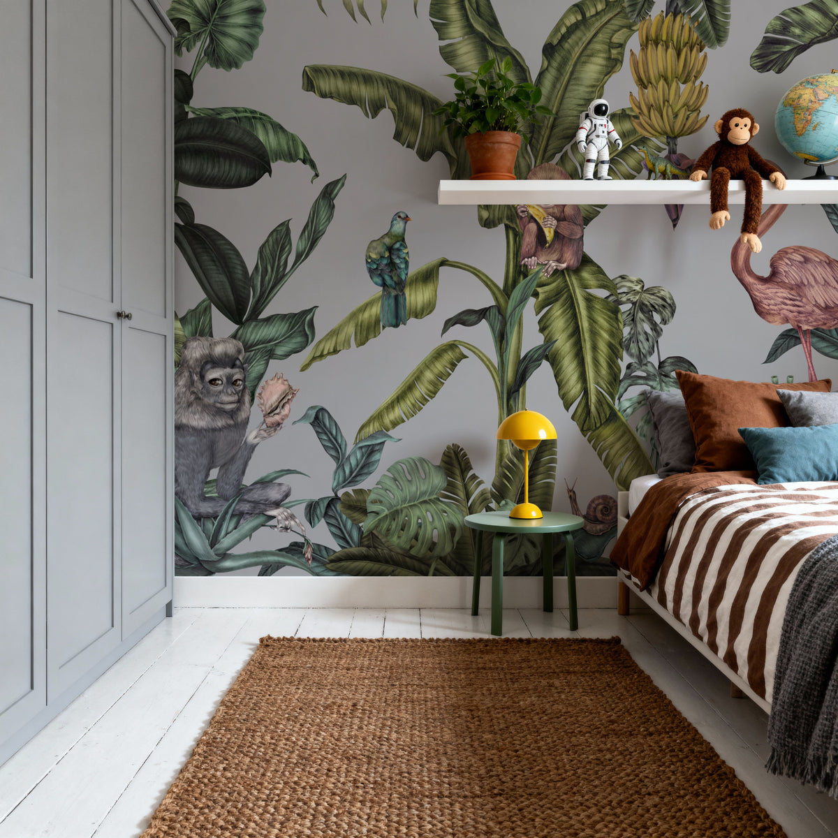 Monkeys with Birds, Mural Wallpaper - room preview 04