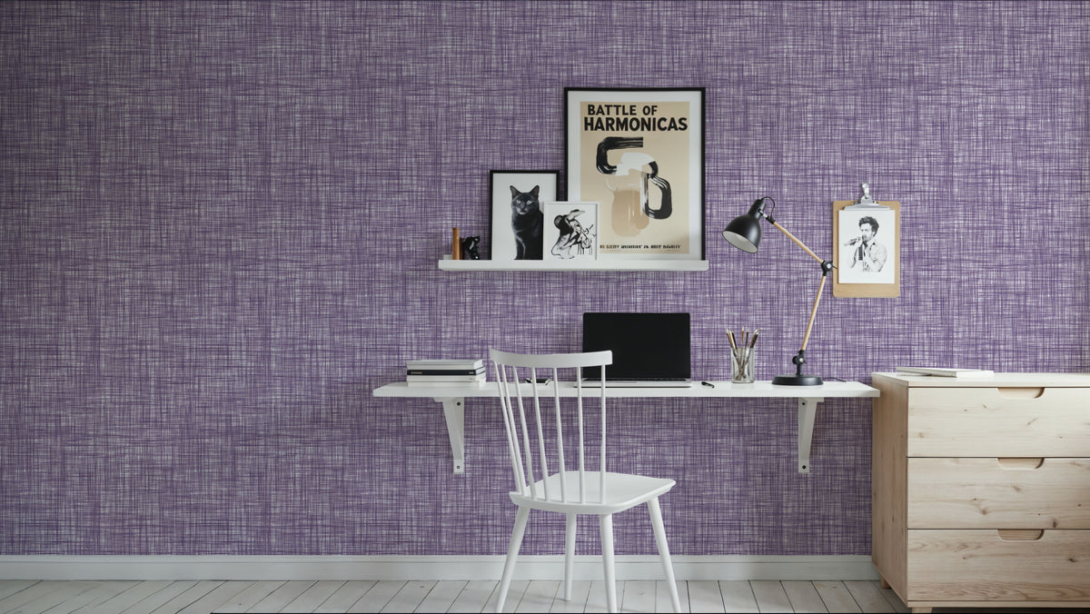 Mottled Linen Effect, Grape Mural Wallpaper - room preview 04