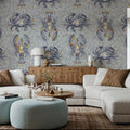 Lobster and Crab Coastal Nostalgia, Grey Mural Wallpaper - room preview 04