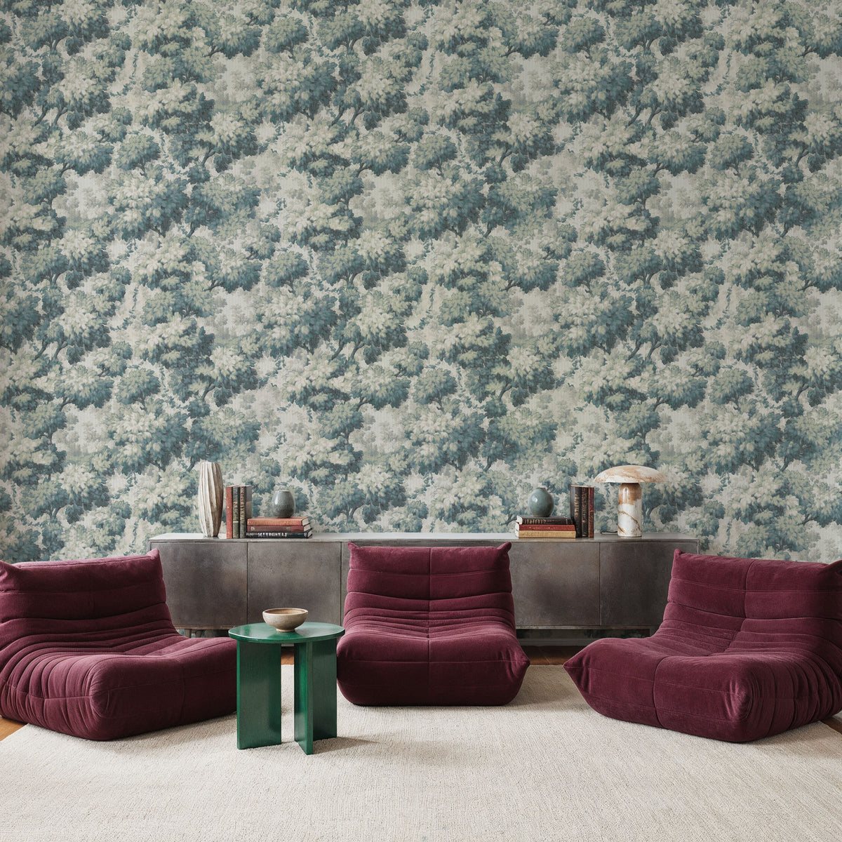 Greenwood Linden, Soft Teal Mural Wallpaper - room preview 04