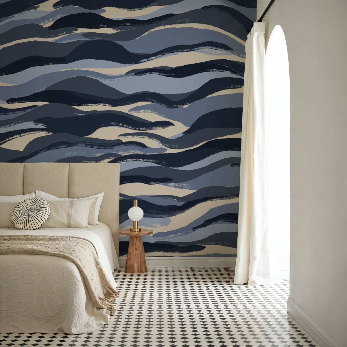 Blue Tiger Pattern Mural Wallpaper - room preview 04