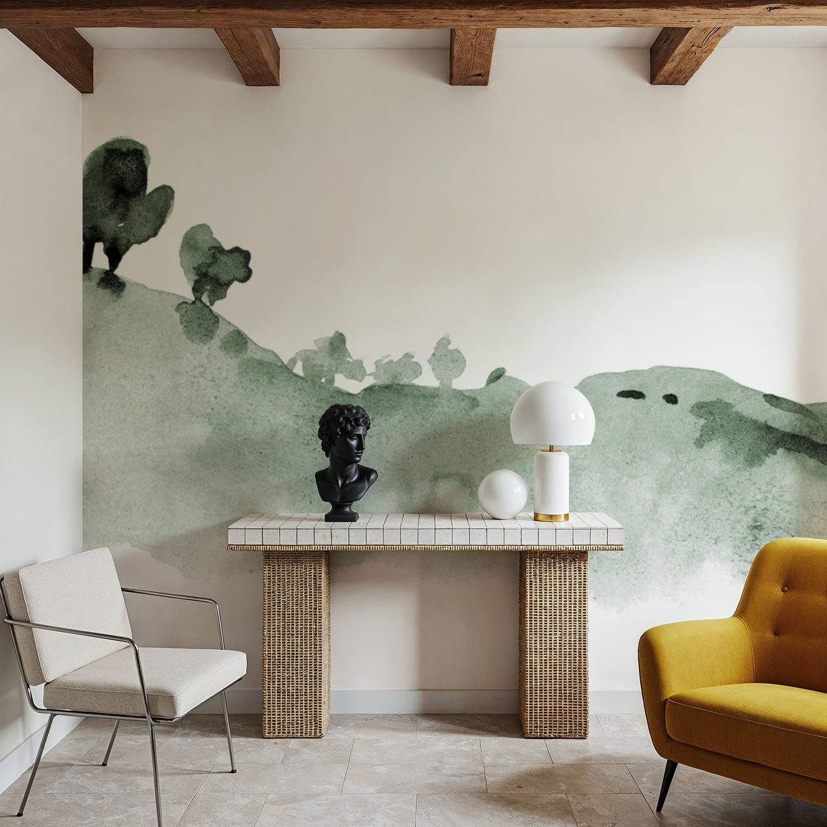 Tranquil Hillside, Forest Green Mural Wallpaper - room preview 04