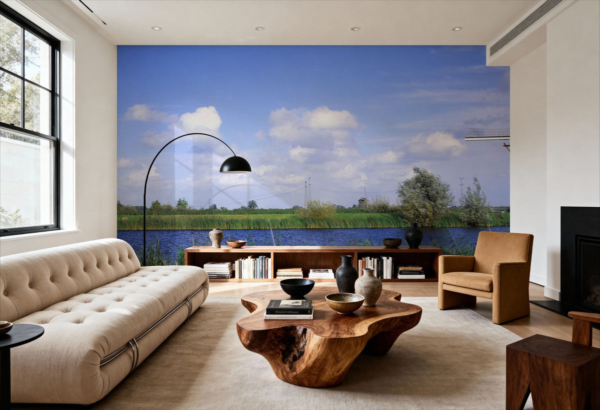 Dutch Riverside Windmill Mural Wallpaper - room preview 04
