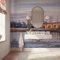 Winter City Bridge Mural Wallpaper - room preview 04