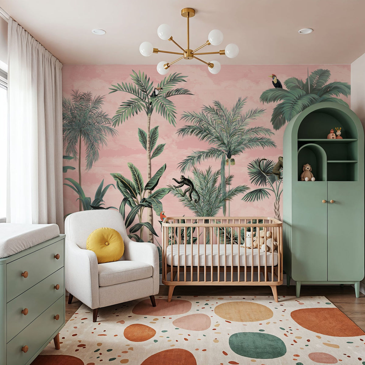 Jungle Delight, Peach Mural Wallpaper - room preview 04