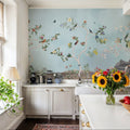 Birds in the Garden Blue Mural Wallpaper - room preview 04