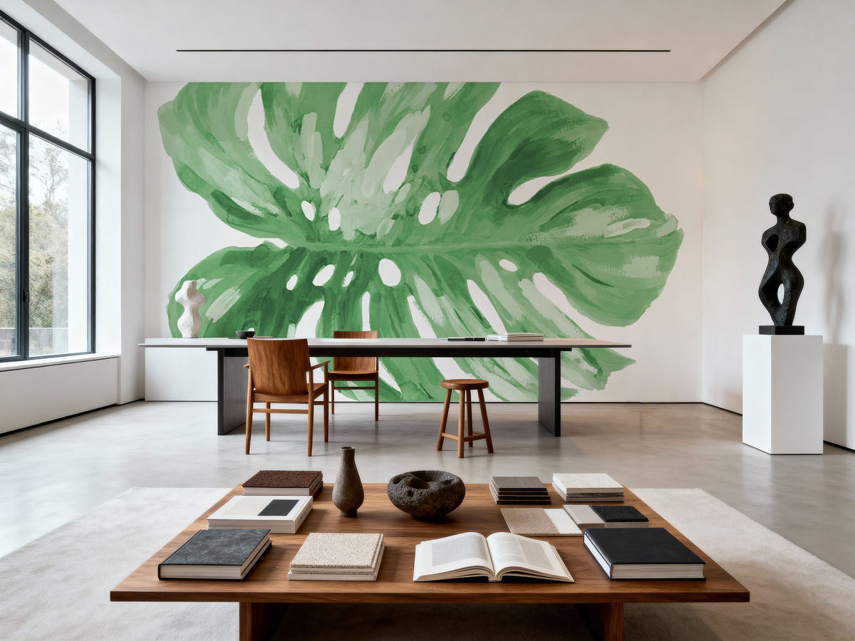 Colorful Tropical Leaf Green I Mural Wallpaper - room preview 04