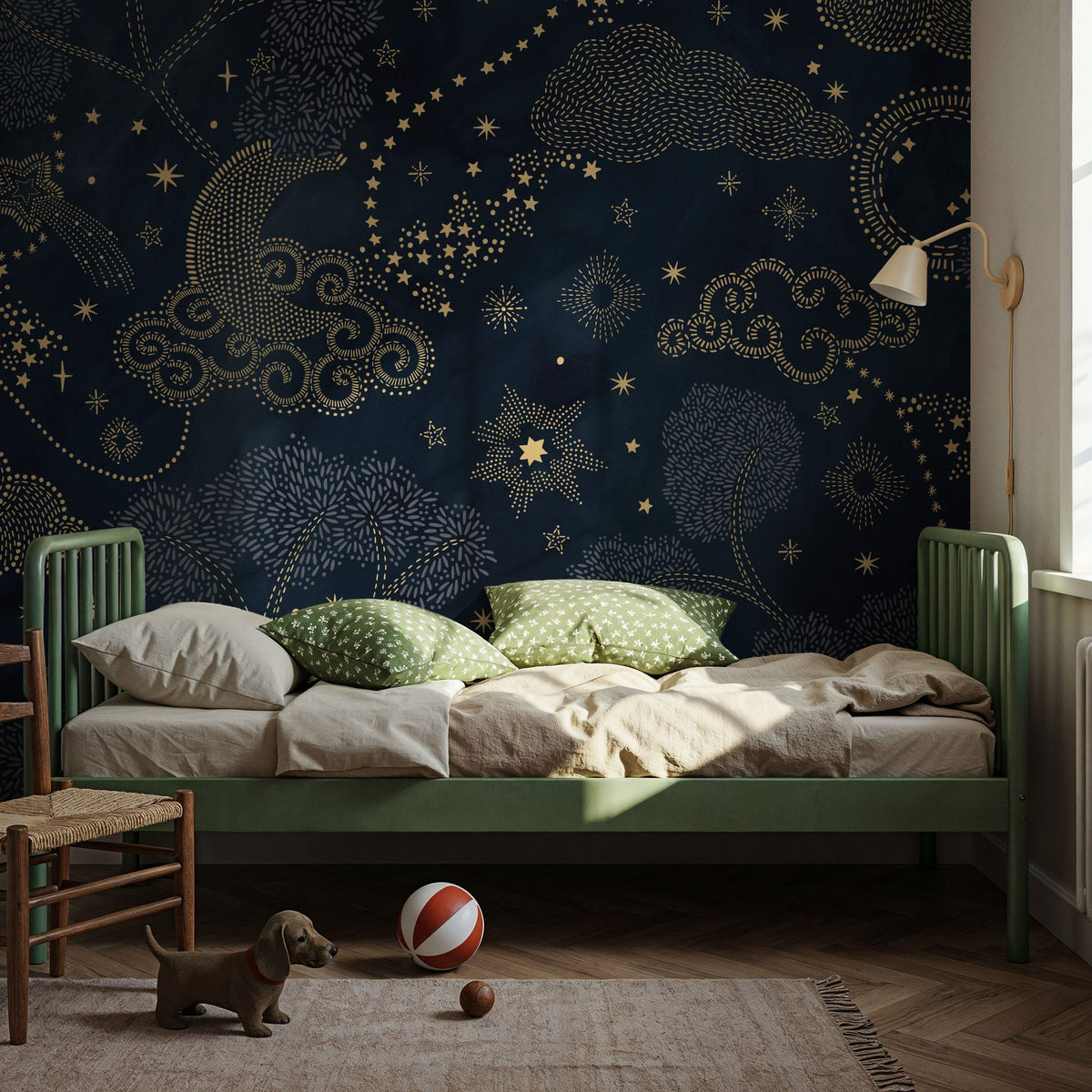 Moonlit Sky, Midnight Mural Wallpaper - room preview 04