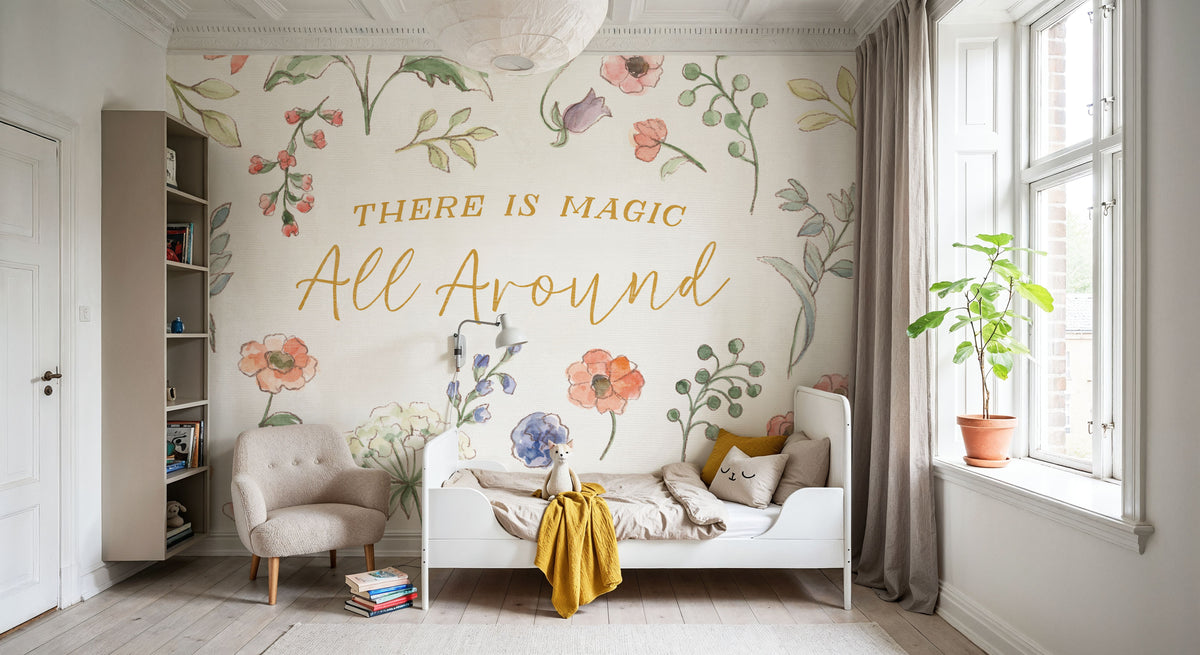 Wild Blooms V Mural Wallpaper - Light Tone - room preview 04
