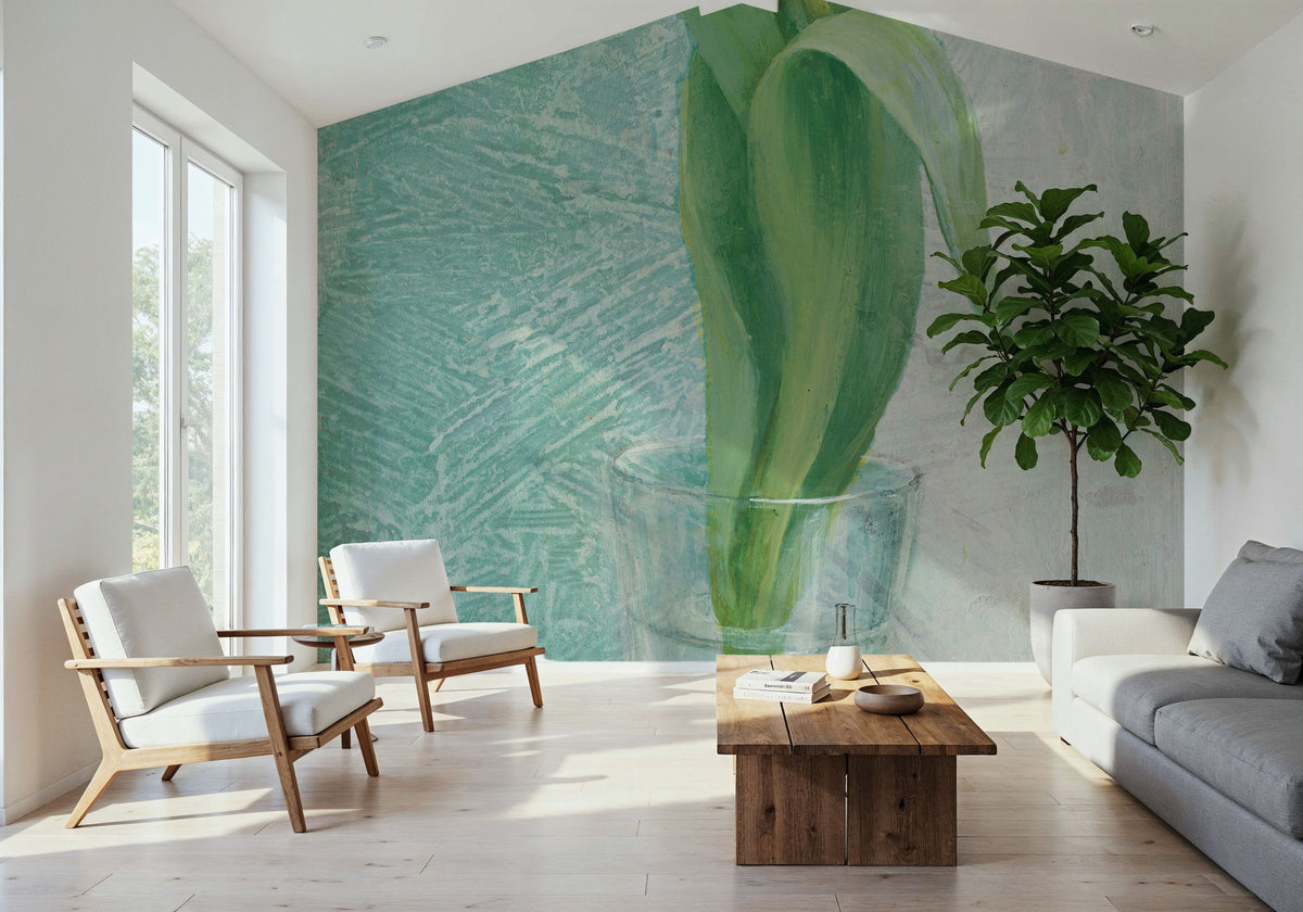 Tulip on Blue Mural Wallpaper - room preview 04