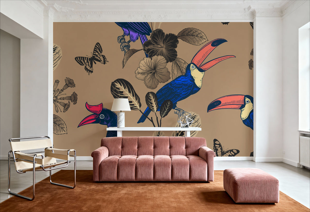 Laughing Birds Mural Wallpaper - room preview 04