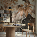 Smiling Sepia Leaves Mural Wallpaper - room preview 04
