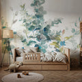 Eucalyptus I White Mural Wallpaper - room preview 04