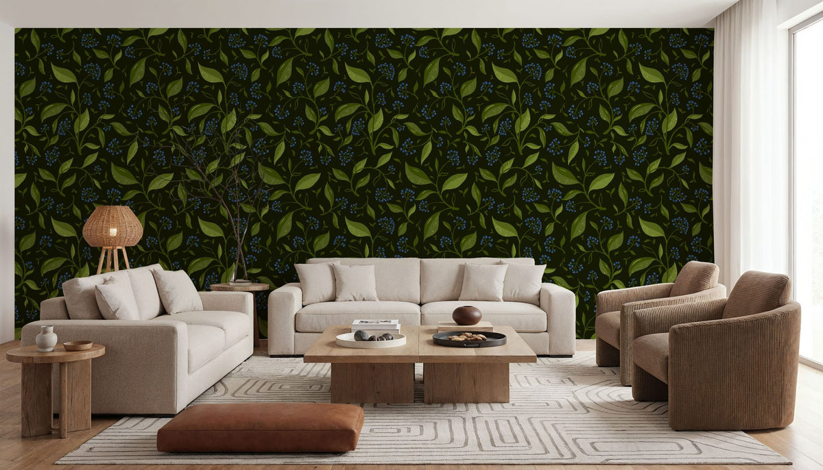 Winter Berries, Night Mural Wallpaper - room preview 04