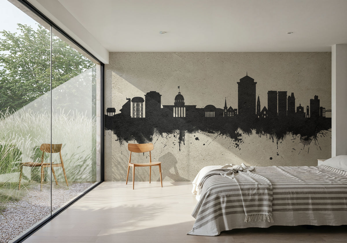 Montgomery Alabama Skyline Concrete Mural Wallpaper - room preview 04