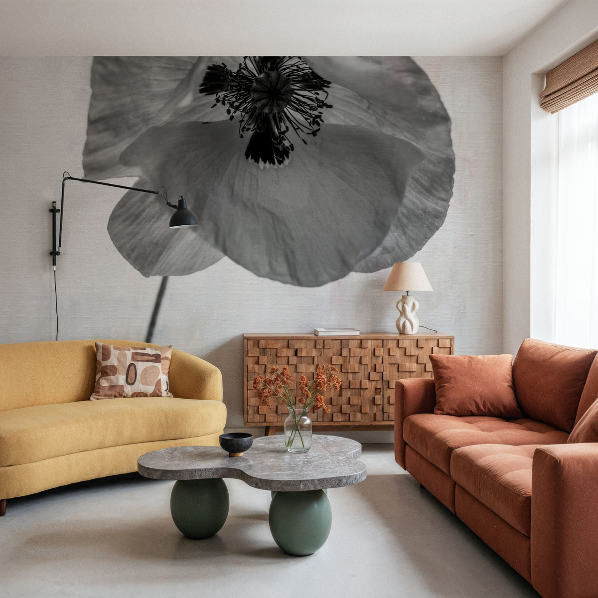Wonderful Wildflowers VII Neutral Mural Wallpaper - room preview 04