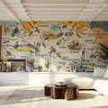 Greetings From Nebraska Map Mural Wallpaper - room preview 04