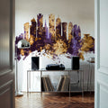 Doha Qatar Skyline Purpl & Gold Mural Wallpaper - room preview 04