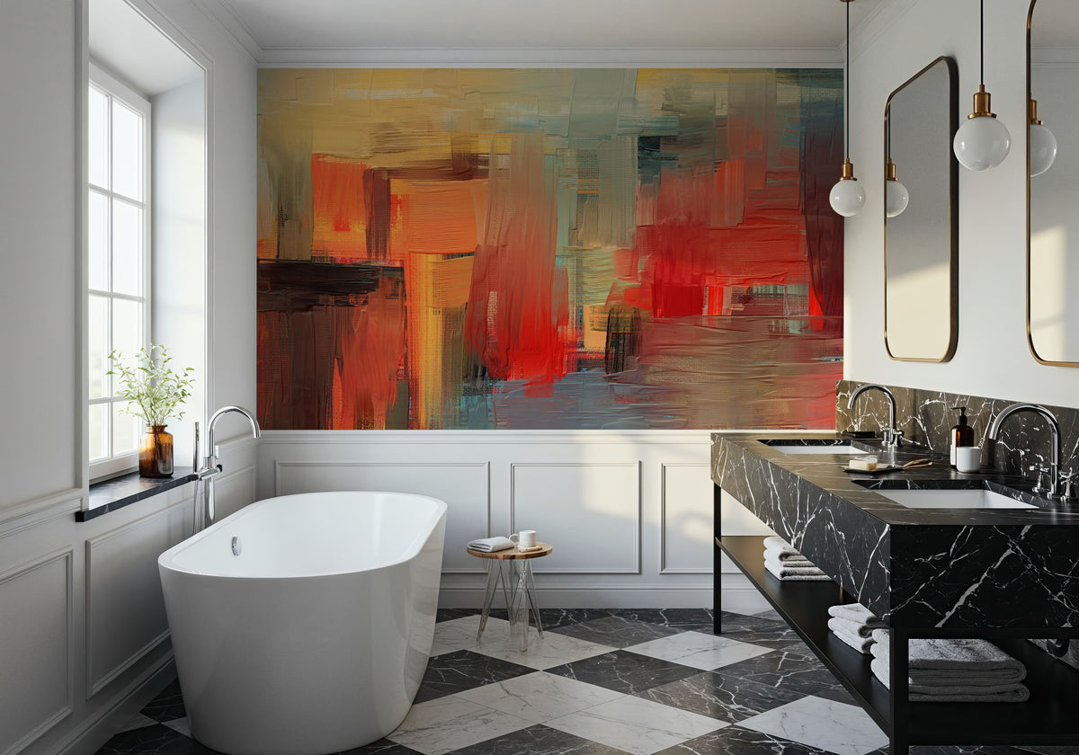 Sense of the City, Yellow and Orange Mural Wallpaper - room preview 04