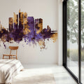 Manila Philippines Skyline Purple & Gold Mural Wallpaper - room preview 04