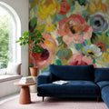 Vivid Coral Floral I Mural Wallpaper - room preview 04