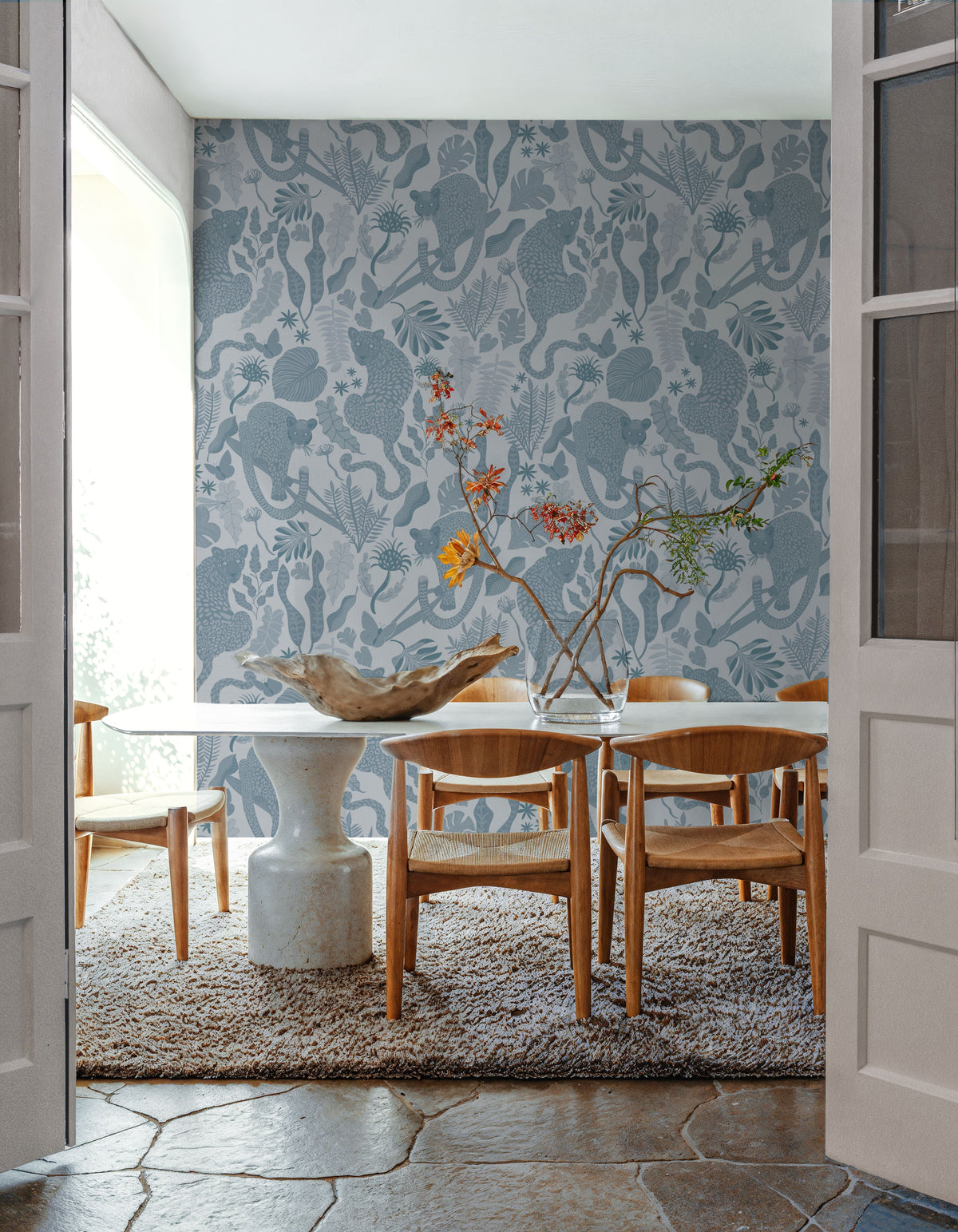Jungle Leopards Blue Mural Wallpaper - room preview 04