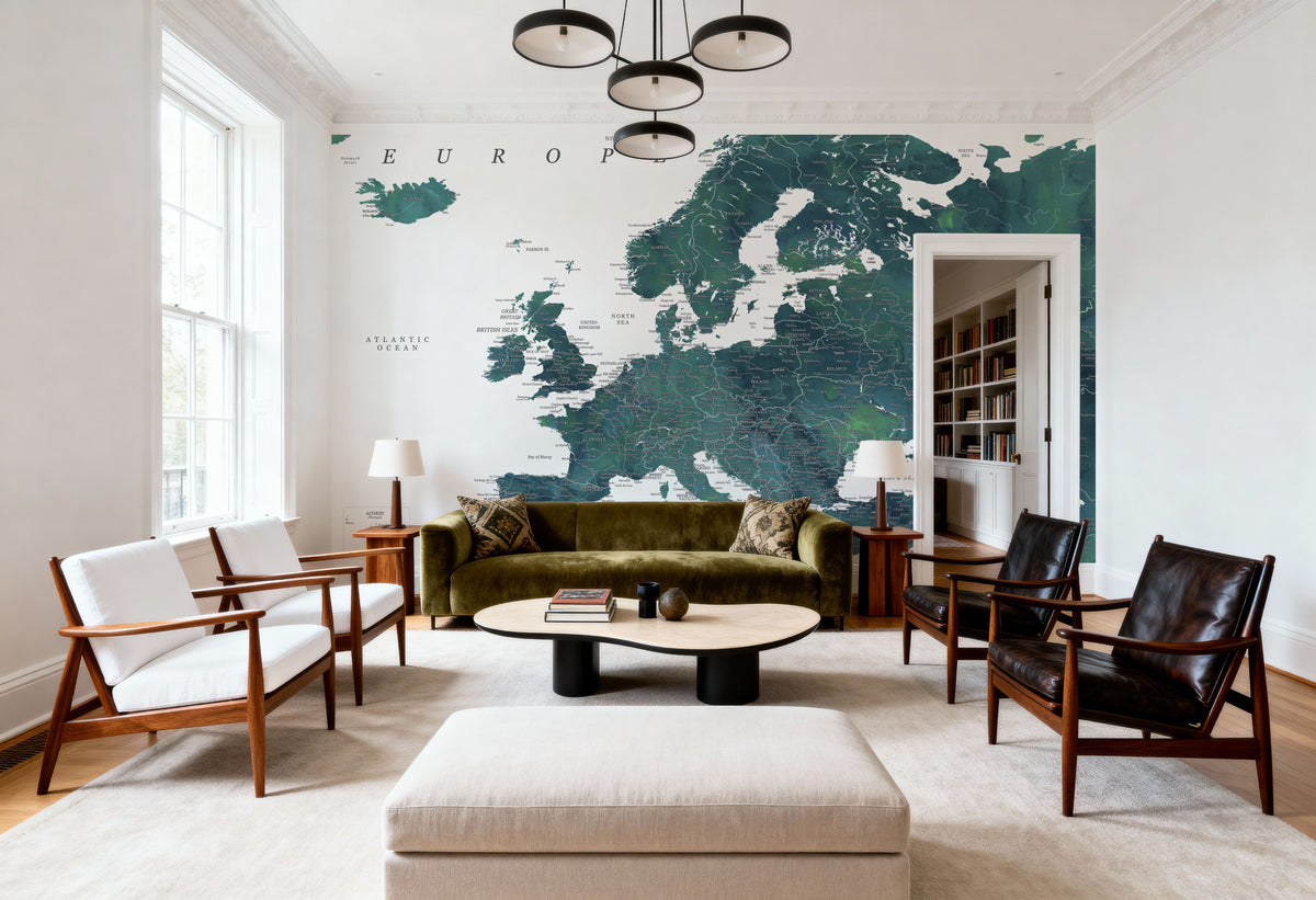 Europe Map Detailed - Nyla Mural Wallpaper - room preview 04