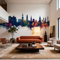 Heidelberg Germany Skyline Blue & Bronze Mural Wallpaper - room preview 04