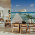 Wooden Pier Mural Wallpaper - Blue Tone - room preview 04