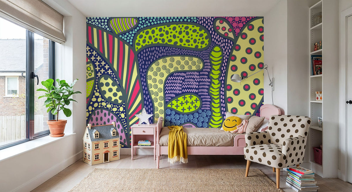 Trippy Forest Mural Wallpaper - room preview 04