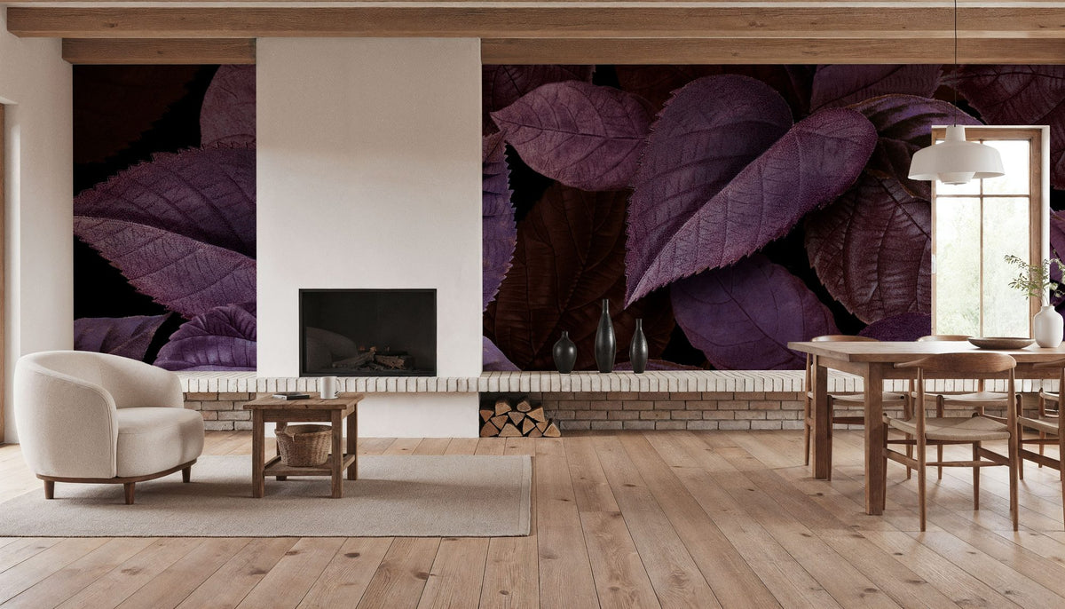 Purple Leaves Mural Wallpaper - room preview 04
