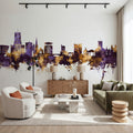 Guildford England Skyline Purpl & Gold Mural Wallpaper - room preview 04