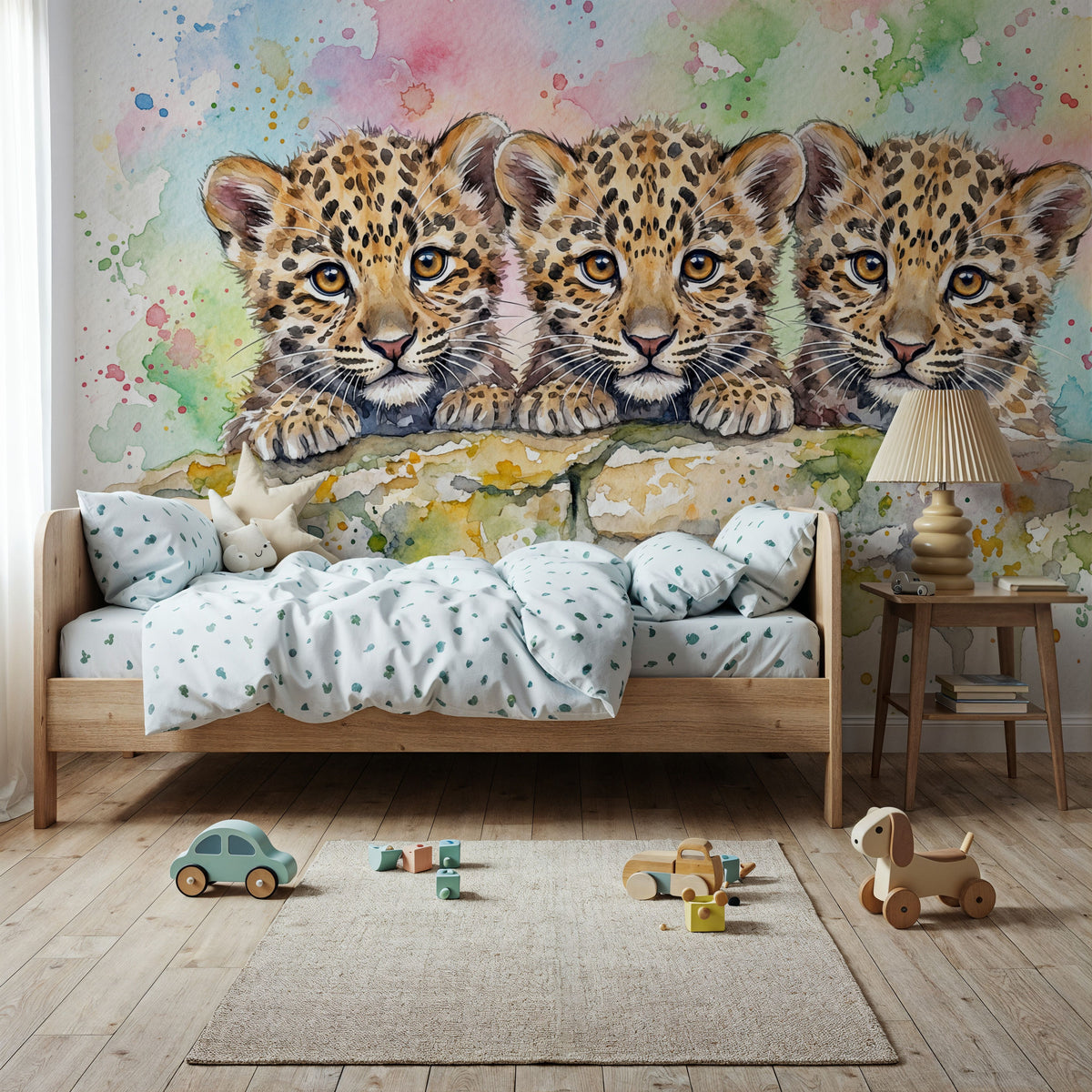 Leopard Cubs - Cute Baby Animals Series Mural Wallpaper - room preview 04