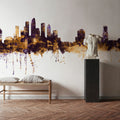 Tampa Florida Skyline Purple & Gold Mural Wallpaper - room preview 04