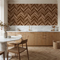 Chevron Wood, Walnut and Oak Mural Wallpaper - room preview 04