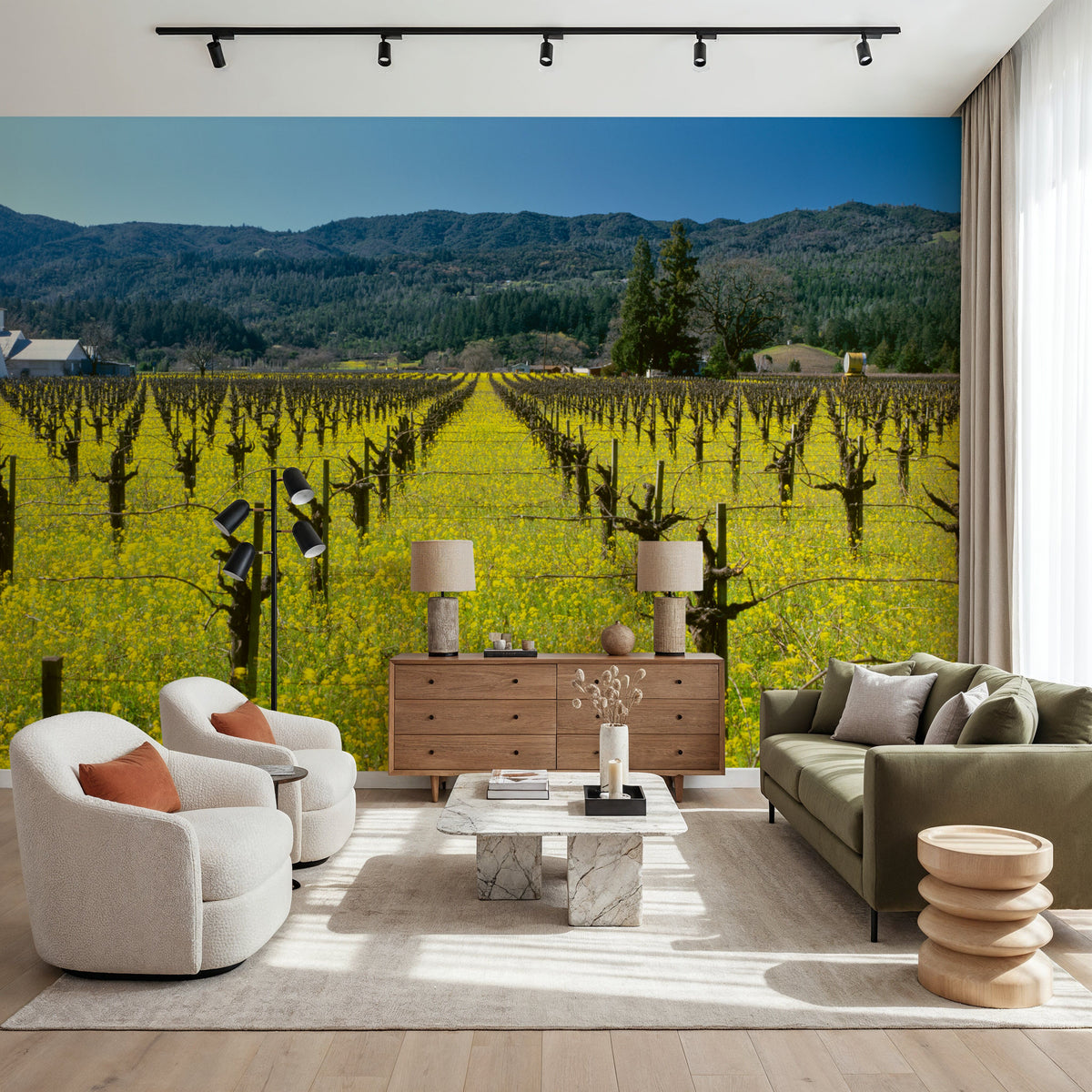 Vineyard Symmetry Mural Wallpaper - room preview 04