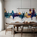 Damascus Syria Skyline Blue & Bronze Mural Wallpaper - room preview 04