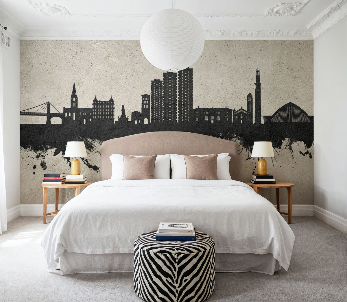 Grenoble Skyline Concrete Mural Wallpaper - room preview 04