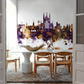 Winchester England Skyline Purple & Gold Mural Wallpaper - room preview 04