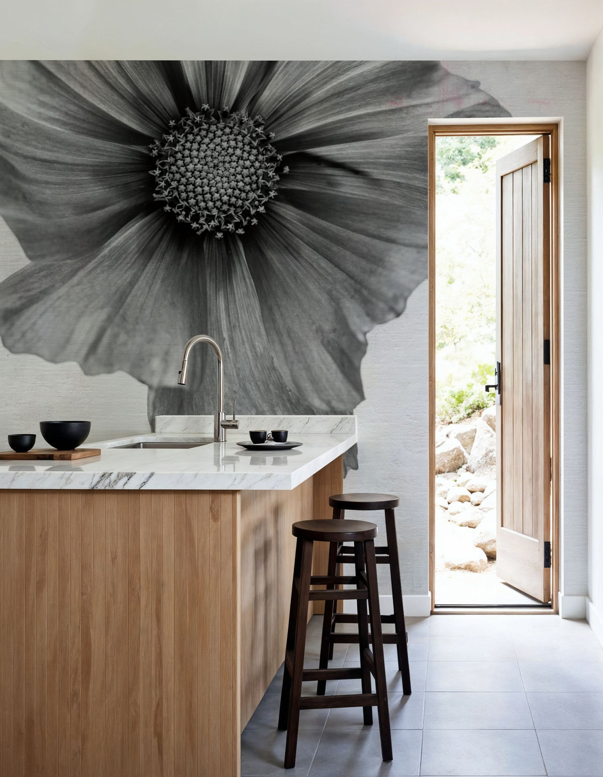 Wonderful Wildflowers II Neutral Mural Wallpaper - room preview 04