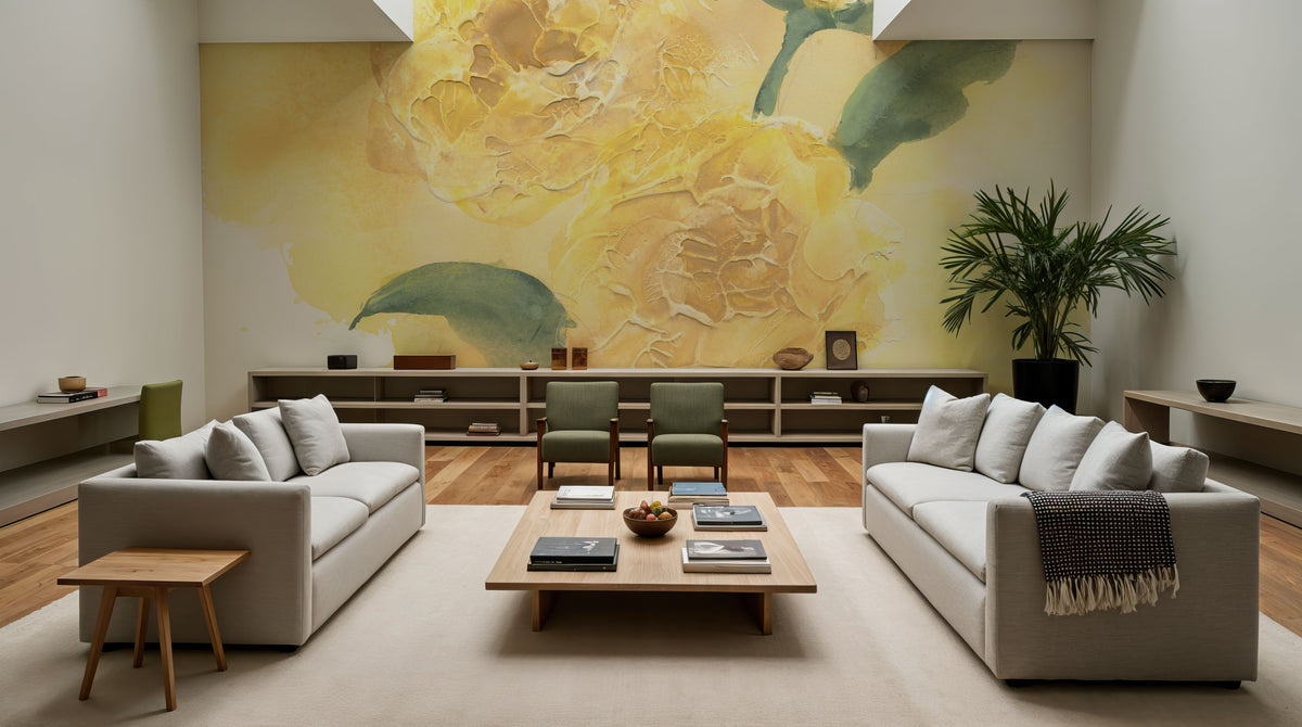 Dimensional Peony II Mural Wallpaper - room preview 04