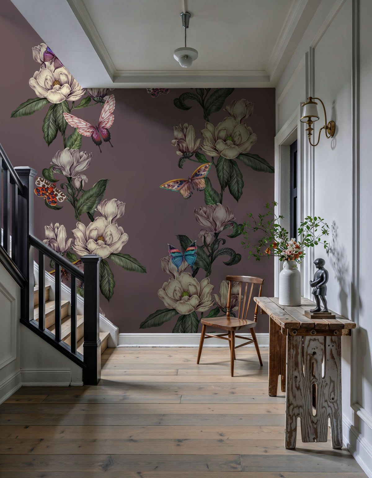 Magnolia Nectar, Dusty Rose Mural Wallpaper - room preview 04
