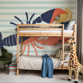Chillin Lobster Stripes Mural Wallpaper - room preview 04