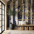 Fresh Forest Indigo Gold Mural Wallpaper - room preview 04