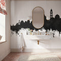 Santorini Skyline Black & White Mural Wallpaper - room preview 04