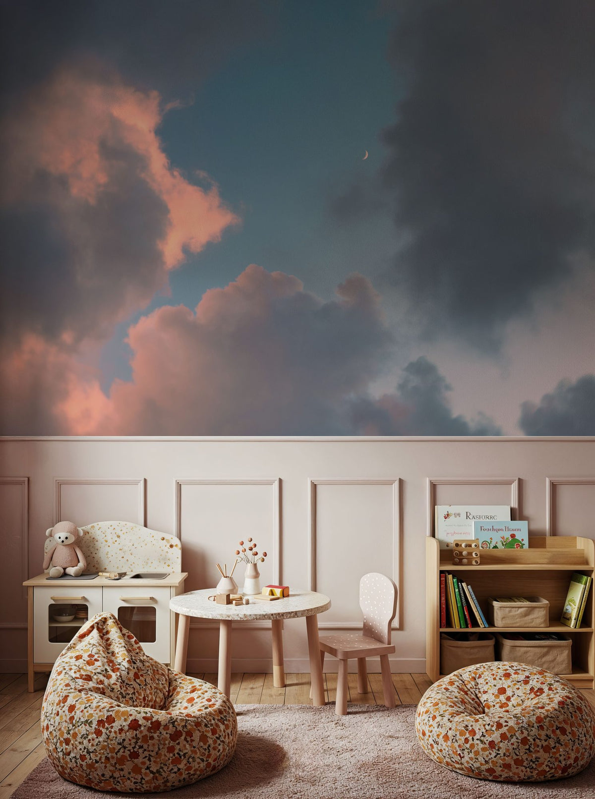 Blue Sky Moonrise Mural Wallpaper - room preview 04